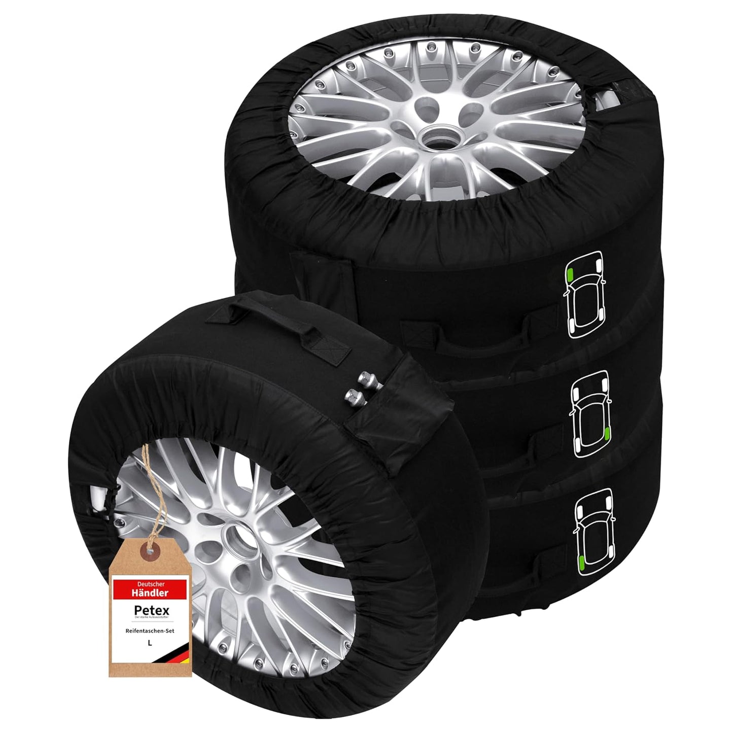 Housses de rangement pour pneus: Lot de 4, 14 à 18 pouces, 660 mm, noir